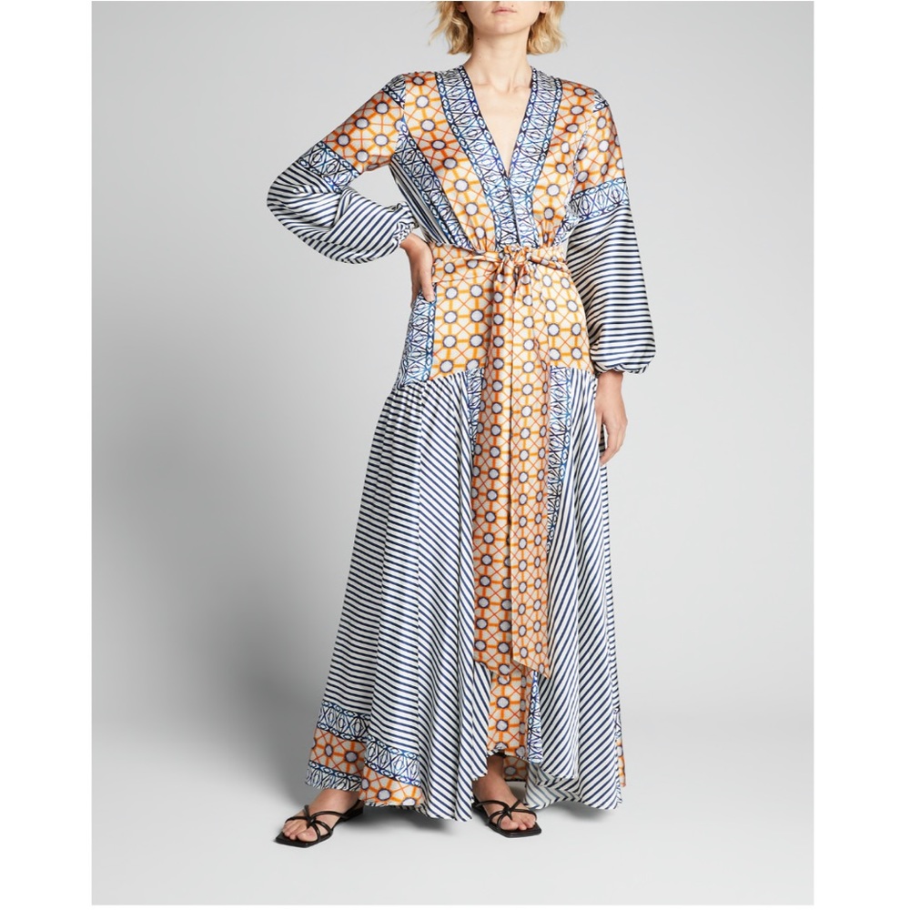 Silvia Tcherassi dress mixed-print satin belted